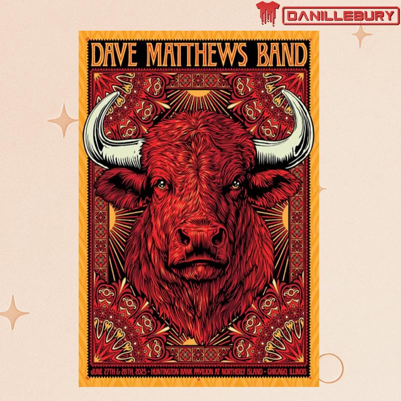 Dave Matthews Band Jun 27-28 2025 June 27 2025 Huntington Bank Pavilion Chicago IL Concert Poster