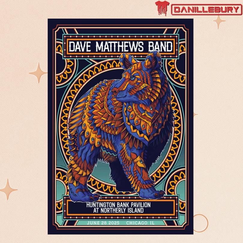 Dave Matthews Band Poster Huntington Bank Pavilion at Northerly Island in Chicago IL June 28 2025