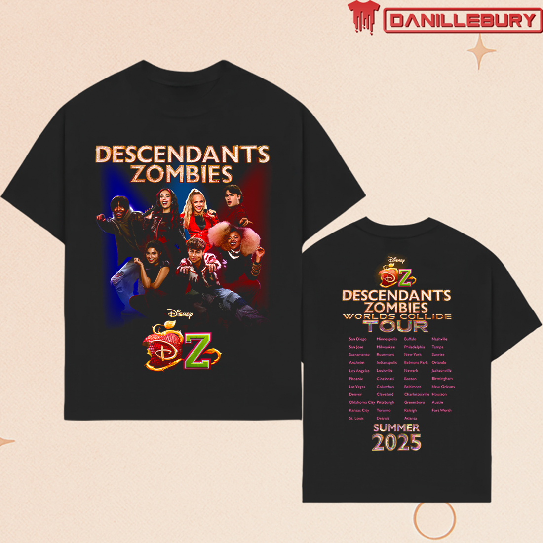 Descendants Zombies Worlds Collide Tour 2025 Tee