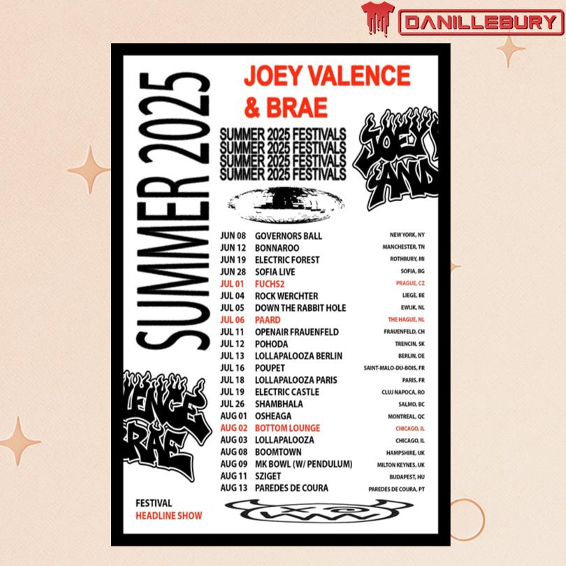 Joey Valence and Brae Festival 2025 Poster