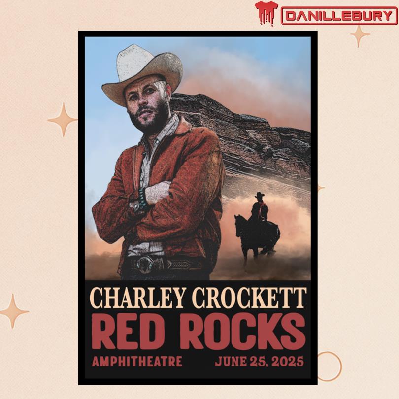 Poster Charley Crockett June 25 2025 Red Rocks Amphitheatre Morrison, CO
