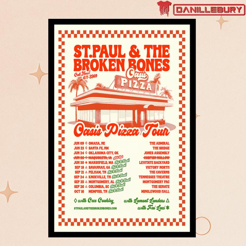 St. Paul And The Broken Bones 2025 Oasis Pizza Tour Poster
