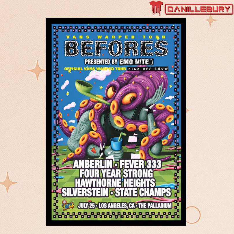 Vans Warped Tour Befores July 25 2025 The Palladium Concert Poster