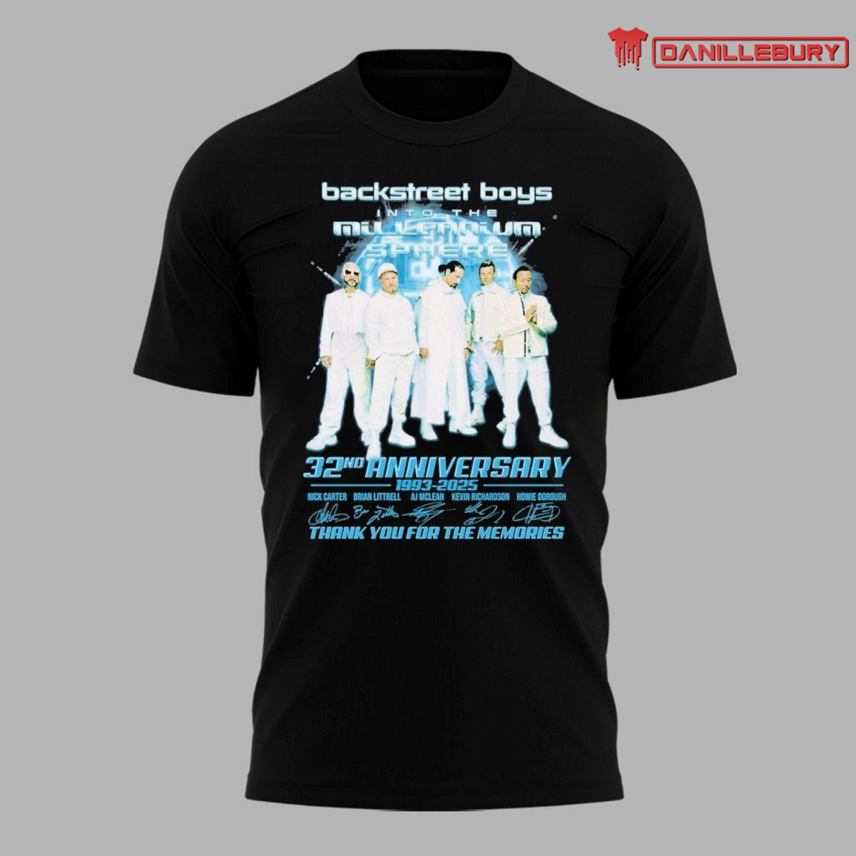 Backstreet Boys Into The Millennium Sphere 32nd Anniversary 1993-2025 Signature Thank You For The Memories Shirt