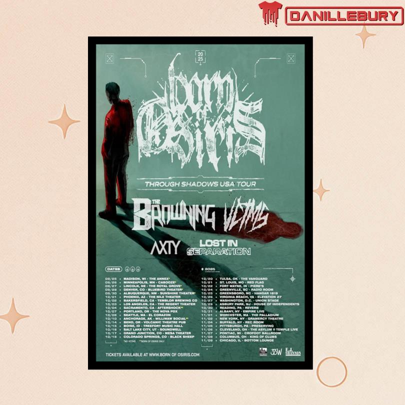 Born Of Osiris Through Shadows USA Tour 2025 Poster