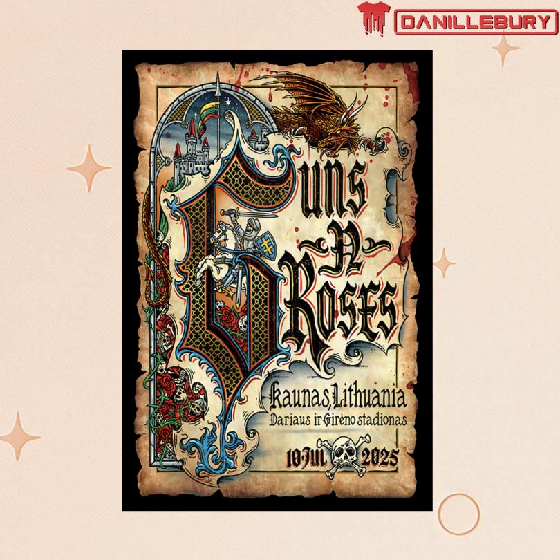 Guns N\' Roses July 10 2025 Darius and Girėnas Stadium Kaunas, LT Poster