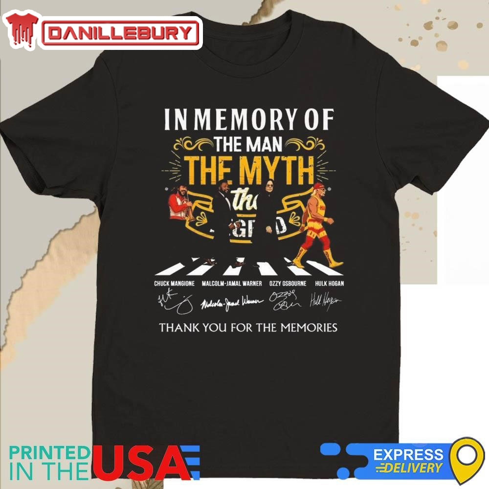 Hulk Hogan Ozzy Osbourne Chuck Mangione And Malcolm Jamal Warner Legend Signatures Shirt