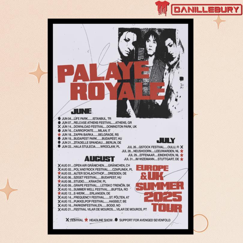 Palaye Royale Europe & UK Summer 2025 Tour Poster