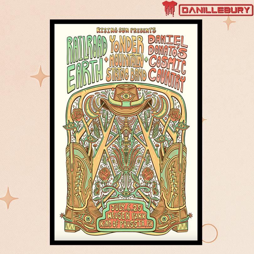 Railroad Earth Yonder Mountain String Band And Daniel Donato\'s Cosmic Country July 6 2025 Heuser Park King of Prussia, PA Poster