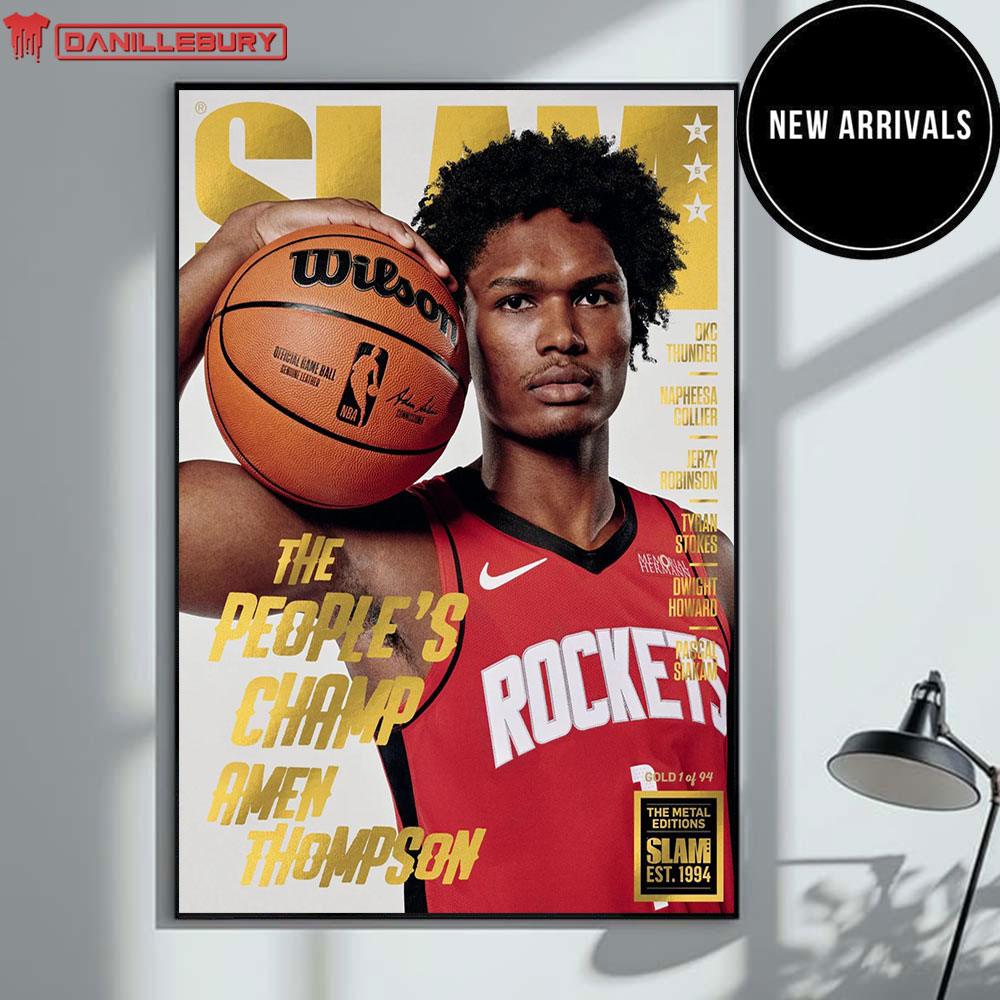 Slam 257 Cover Gold Metal Poster Amen Thompson Houston Rockets The People Champ NBA 2025