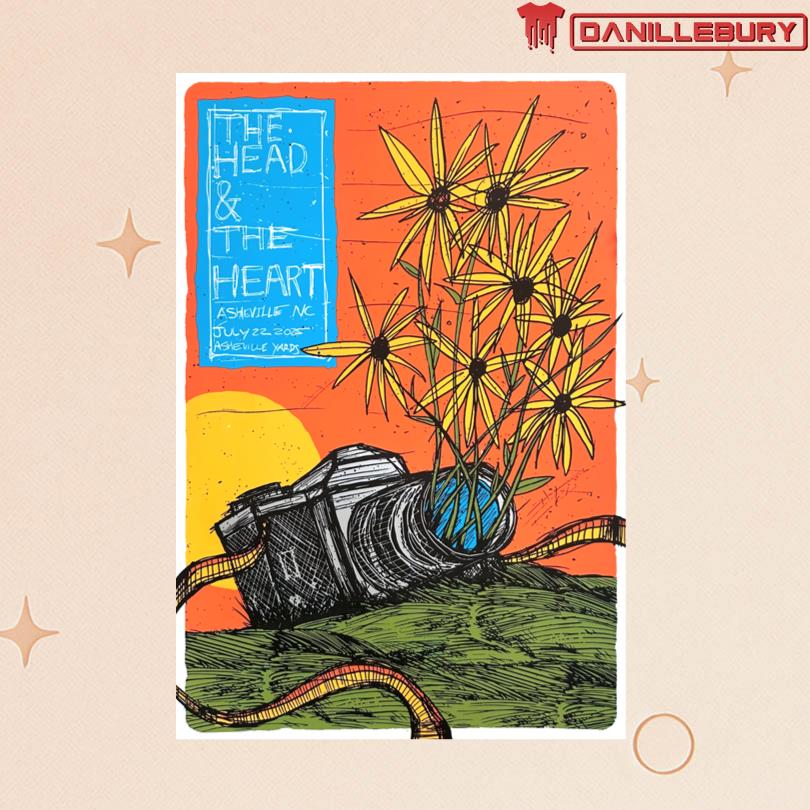 The Head And The Heart Jul 22 2025 Asheville Yards Amphitheater. Asheville, NC Poster