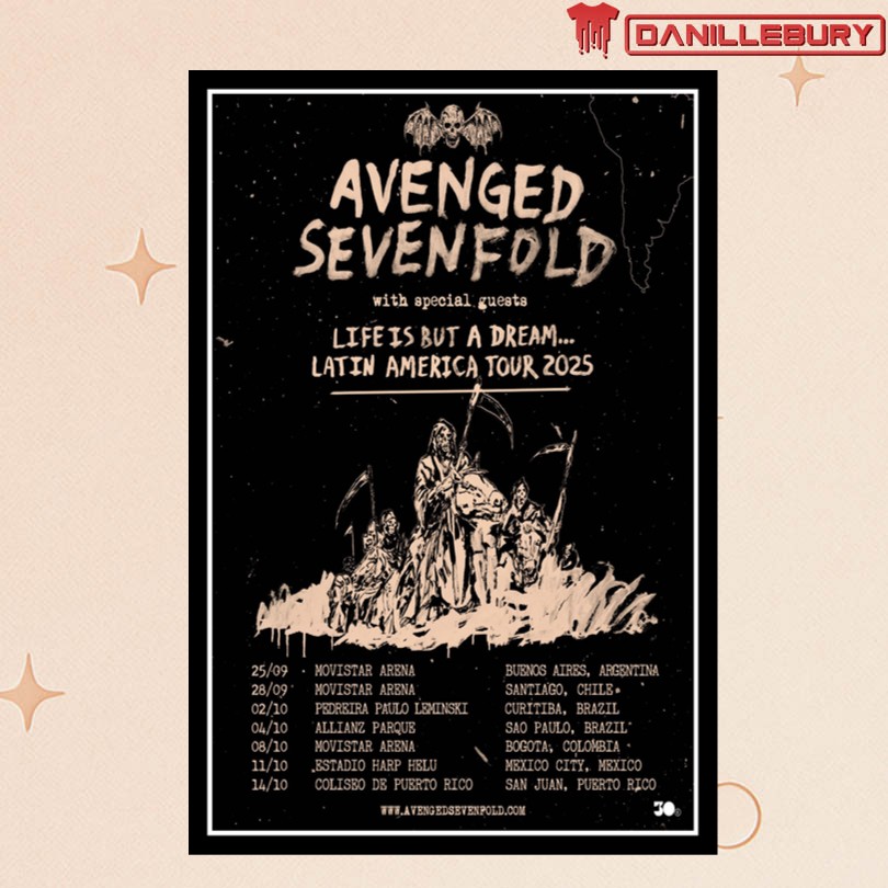 Avenged Sevenfold Life Is But A Dream Latin America Tour 2025 Posters
