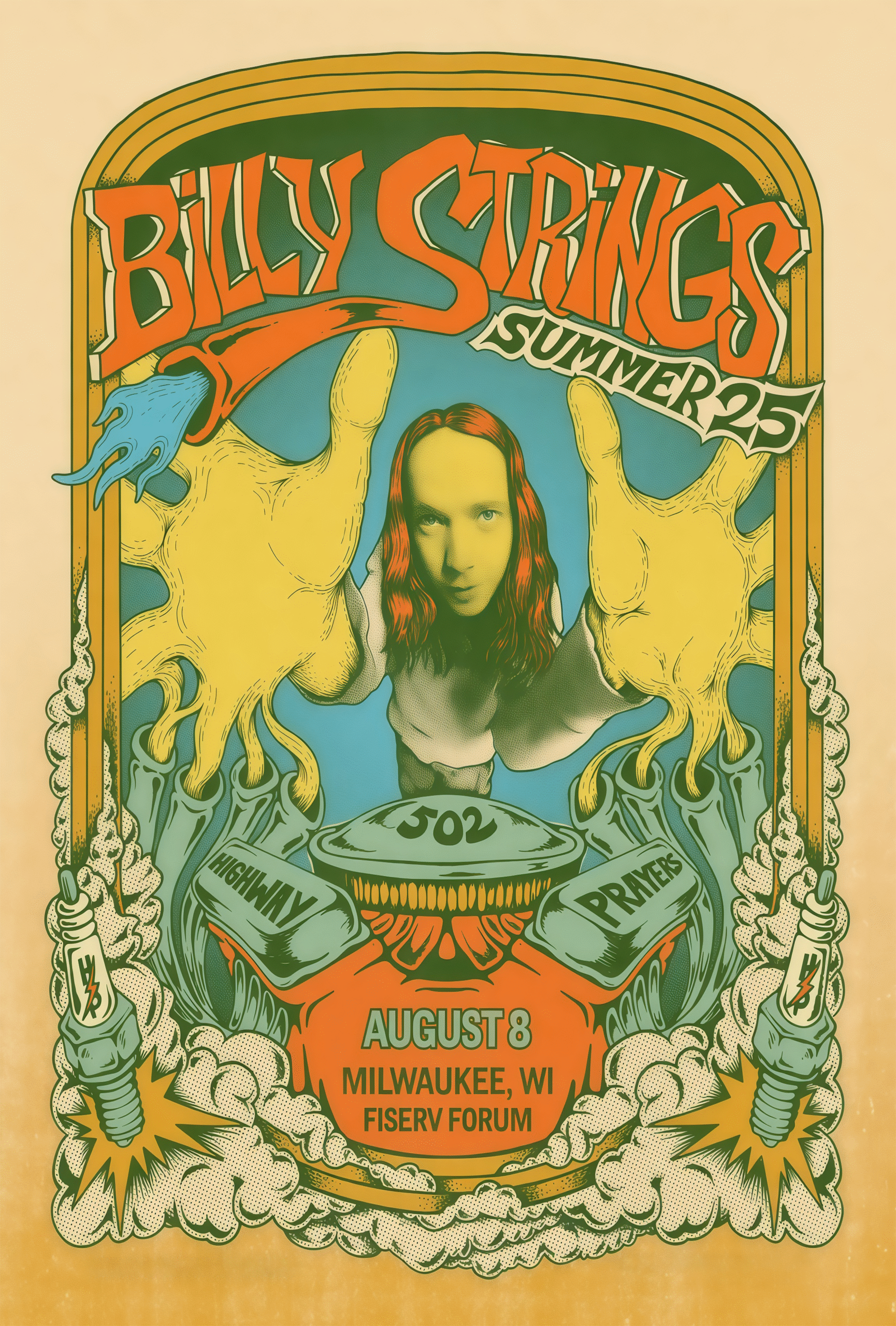Billy Strings Aug 8 2025 Fiserv Forum in Milwaukee WI Poster