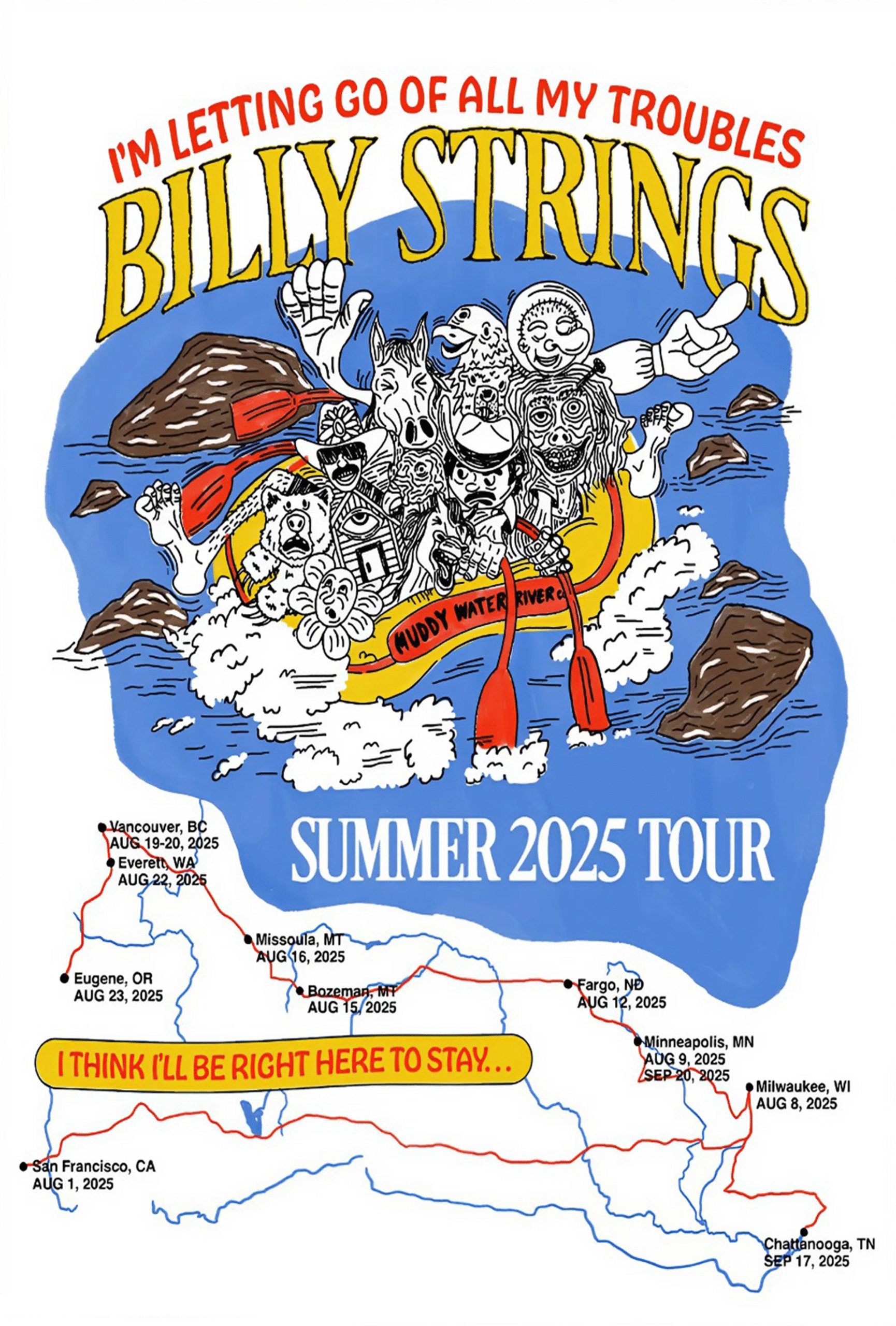 Billy Strings Summer Tour 2024 Maps Poster