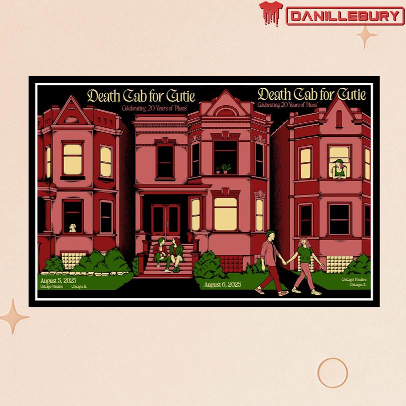 Death Cab For Cutie August 5-6 2025 Chicago Theatre Event Poster