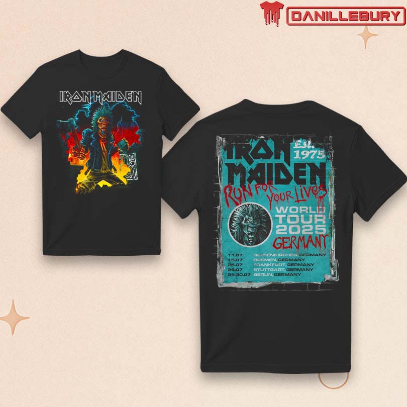 Iron Maiden Run For Your Lives 2025 Tour Germany Tee