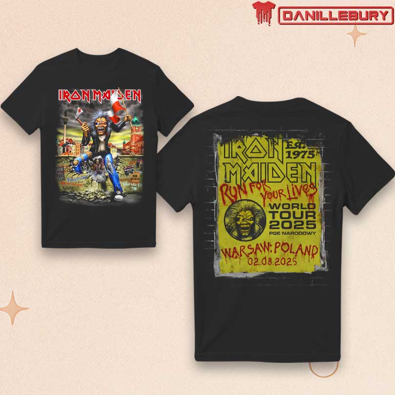 Iron Maiden Run For Your Lives 2025 Tour Poland T-shirt