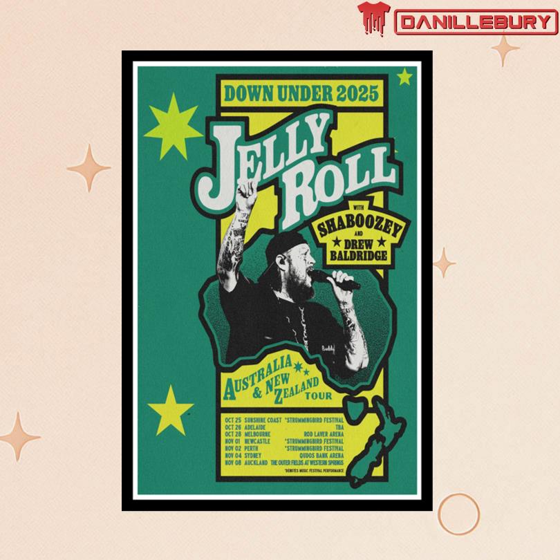 Jelly Roll Down Under Tour 2025 Australia and New Zealand Poster
