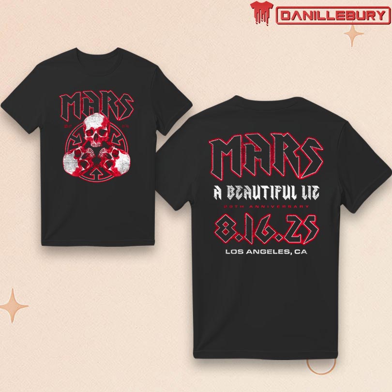Mars A Beautiful Lie 20th Anniversary 3 Skull Tee