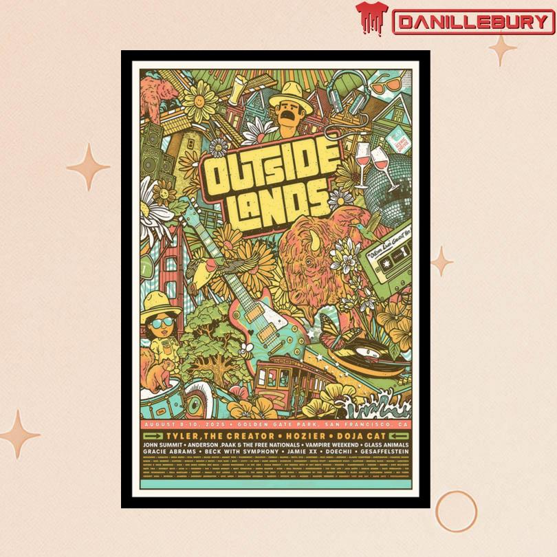 Outside Lands August 8-10 2025 Golden Gate Park San Francisco CA Poster