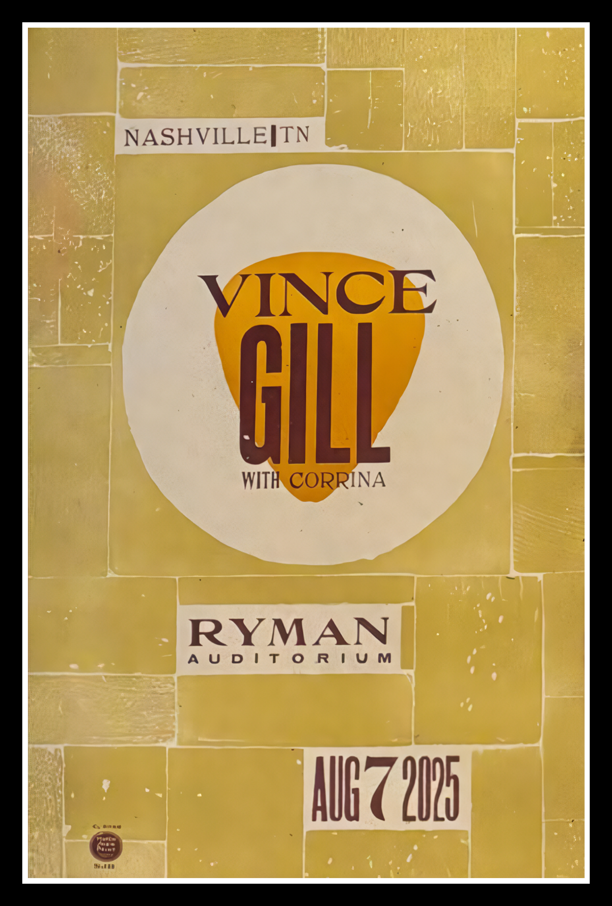 Poster Vince Gill Tour Nashville, TN August 7 2025