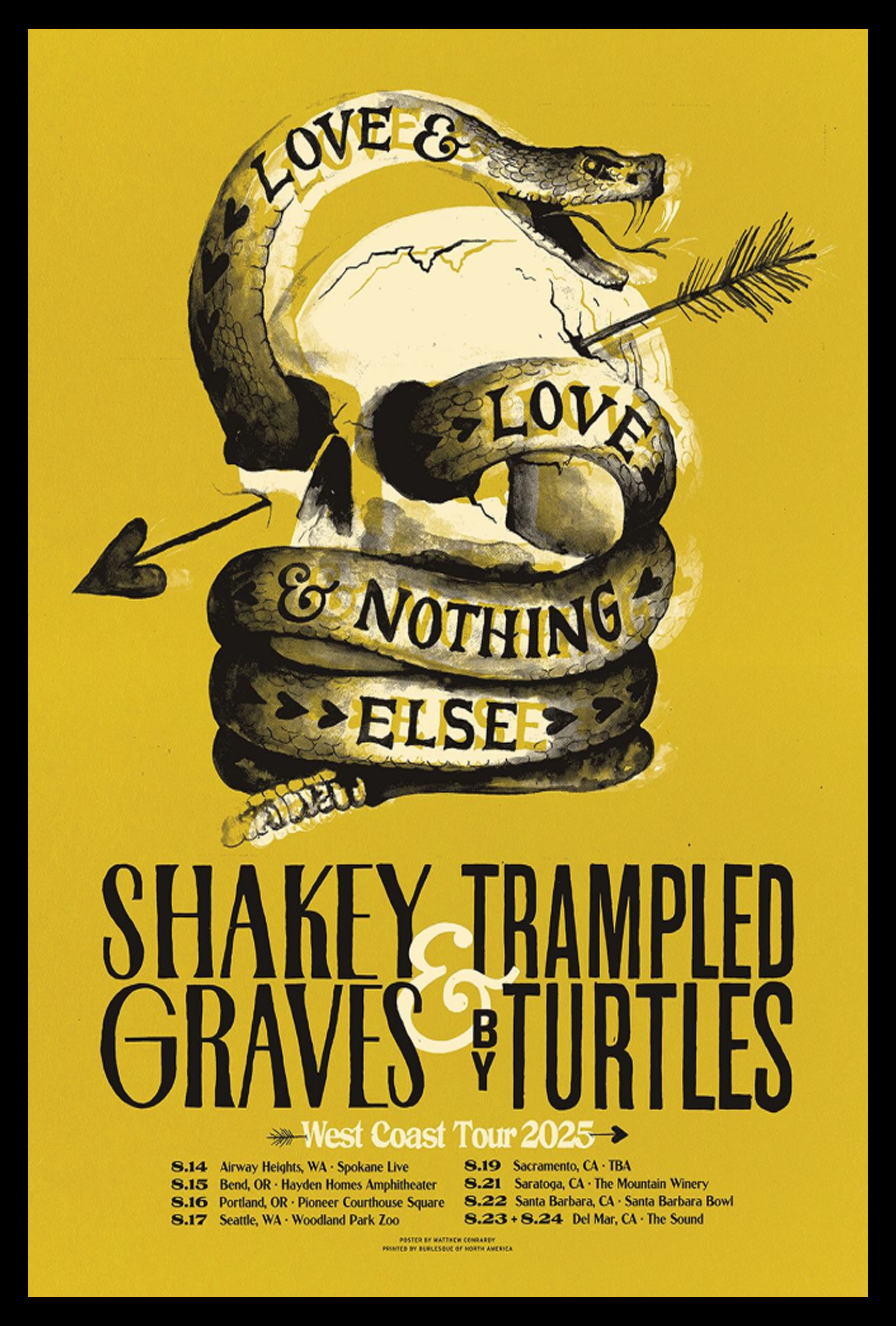 Shakey Graves & Trampled By Turtles West Coast Tour 2025 Poster
