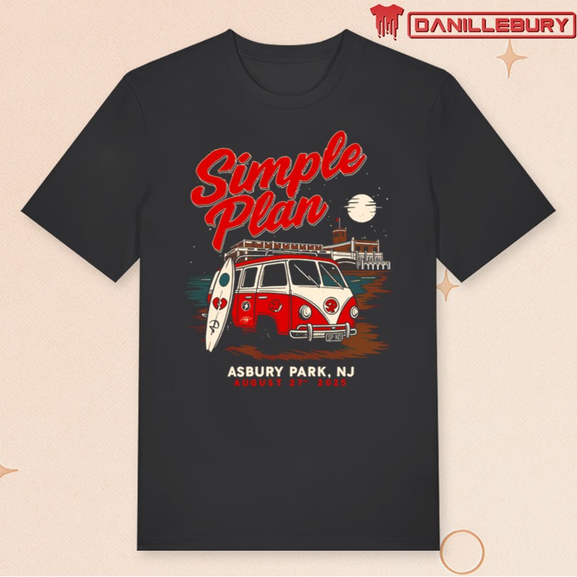 Simple Plan Aug 27 2025 Asbury Park NJ Tour T-Shirt