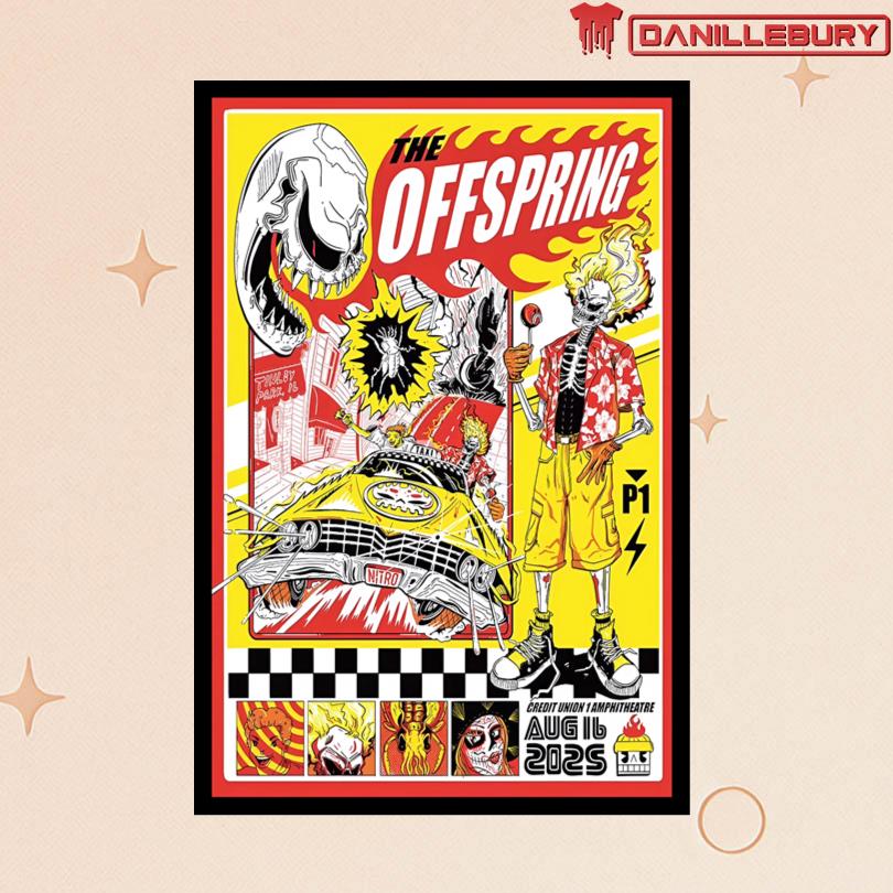 The Offspring August 16 2025 Credit Union 1 Amphitheatre Tinley Park IL Tour Poster