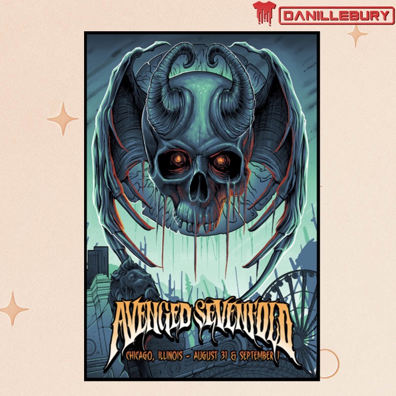 Avenged Sevenfold Chicago IL Aug 31 Sept 1 2025 Show Poster