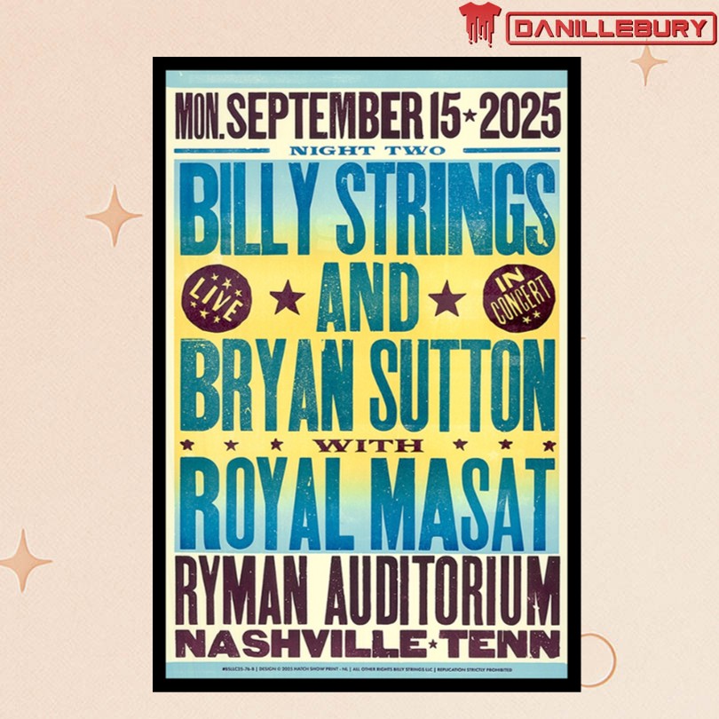 Billy Strings Nashville TN 09 15 25 Ryman Auditorium Poster