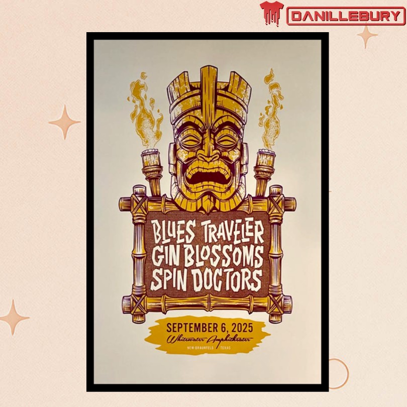 Blues Traveler Gin Blossoms & Spin Doctors Sept 6 2025 New Braunfels TX Tour Poster
