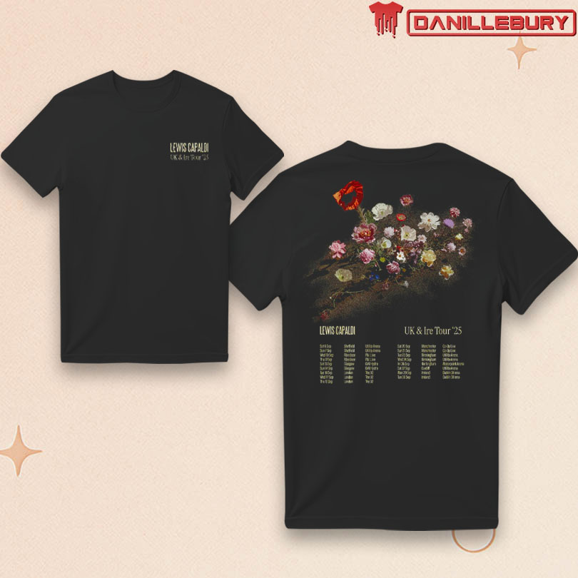 Lewis Capaldi Black Flowers Dateback Tee