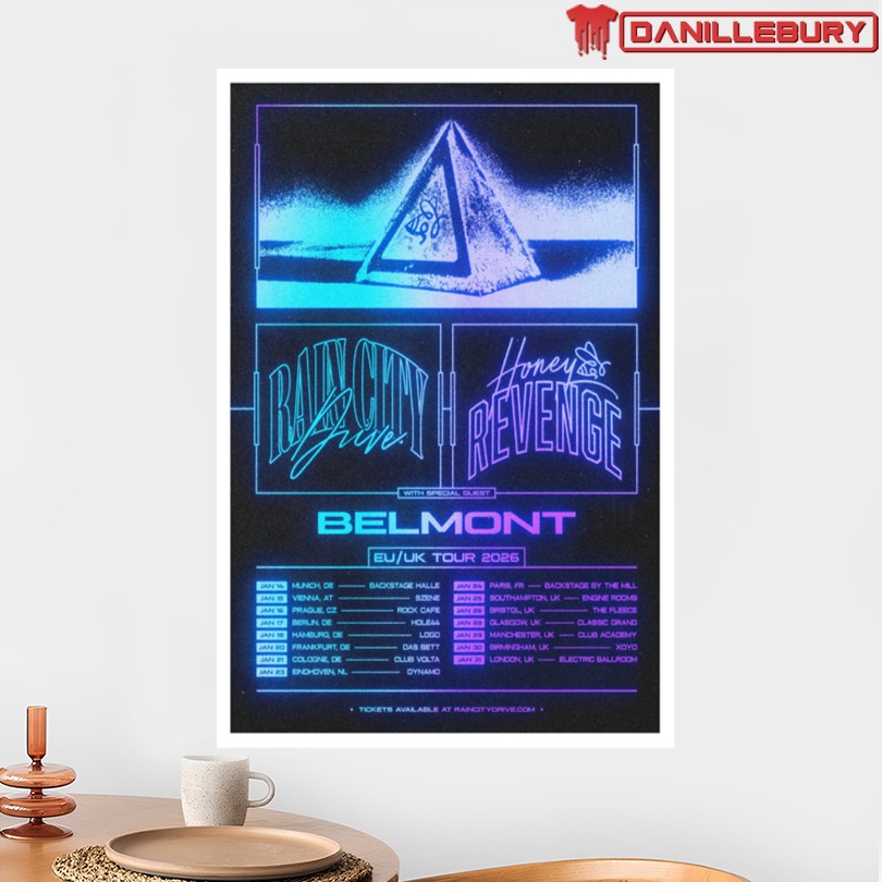 Rain City Drive & Honey Revenge EU UK Tour 2025 Poster - Image 2