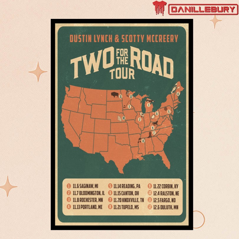 Dustin Lynch Scotty McCreery 2025 Two For The Road Tour Poster