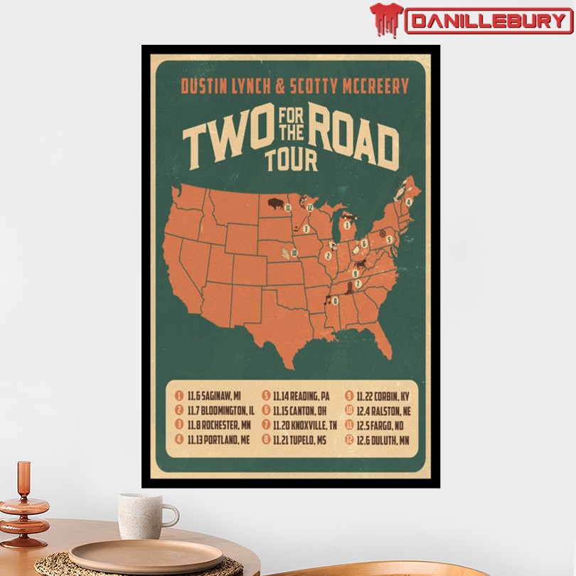 Dustin Lynch Scotty McCreery 2025 Two For The Road Tour Poster - Image 2