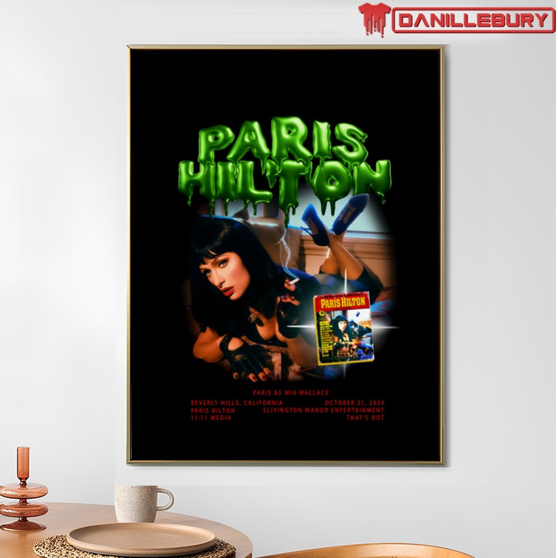 Paris Hilton Mia Wallace Halloween Black Tee 2025 - Image 4