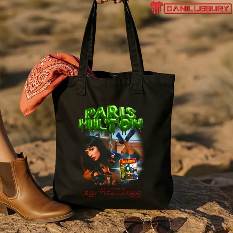 Paris Hilton Mia Wallace Halloween Black Tee 2025 - Image 3