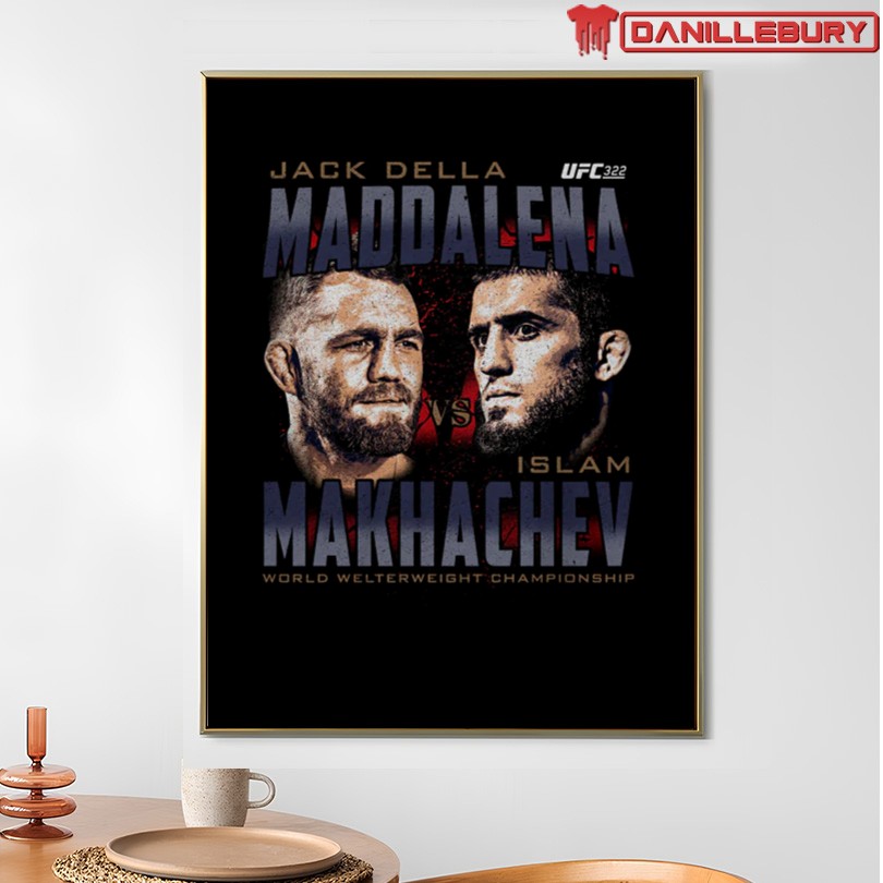 UFC 322 Della Maddalena Vs. Makhachev Heads WHT Shirt - Image 4