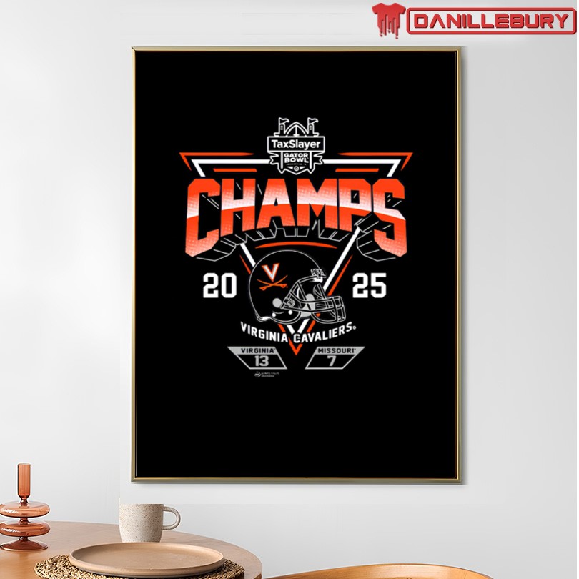 2025 TAXSLAYER GATOR Bowl VIRGINIA CHAMPS SCORE T-Shirt - Image 4