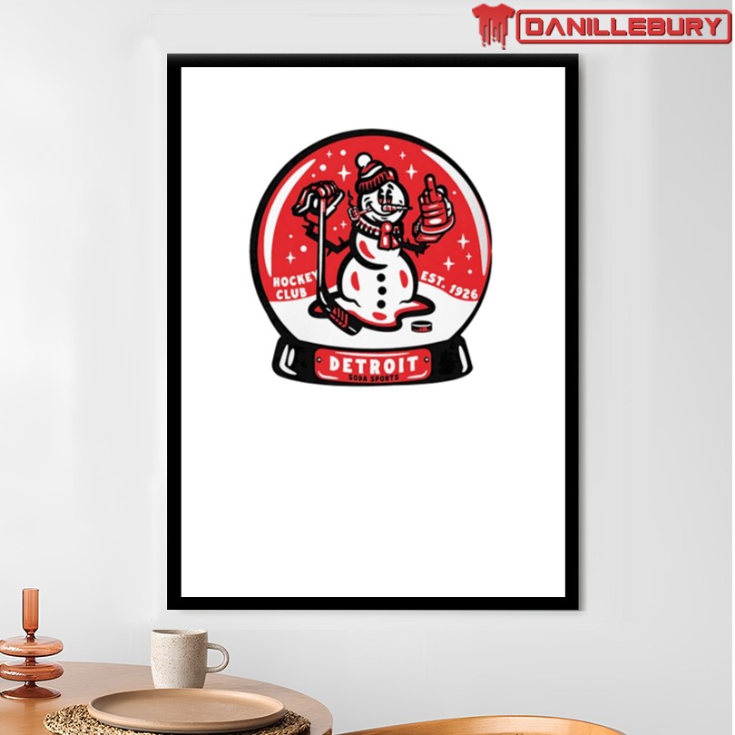 Detroit hockey Frosty Snowman snow globe shirt - Image 4