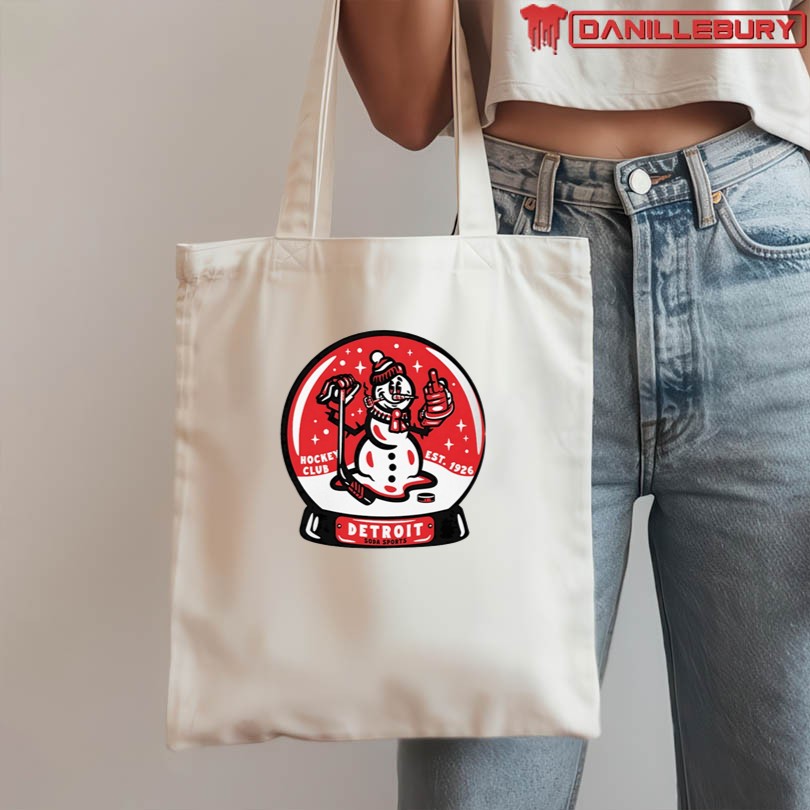 Detroit hockey Frosty Snowman snow globe shirt - Image 3