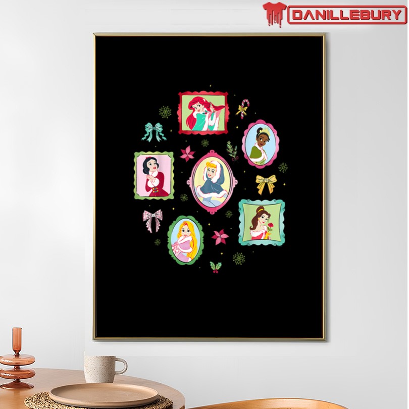 Disney Princess Coquette Holiday Picture Frames Christmas T-Shirt - Image 4