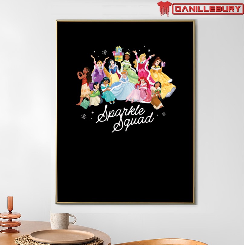 Disney Princess Sparkle Squad Christmas Gifts Winter Holiday T-Shirt - Image 4