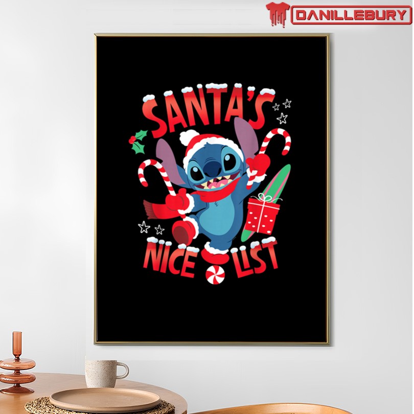 Disney Stitch Christmas Santa's Nice List Funny Holiday T-Shirt - Image 4