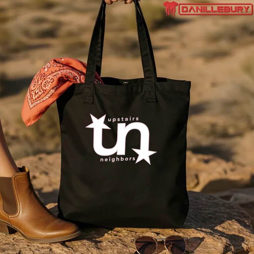 Upstairs Neighbors Podcast Black Tee - Image 3