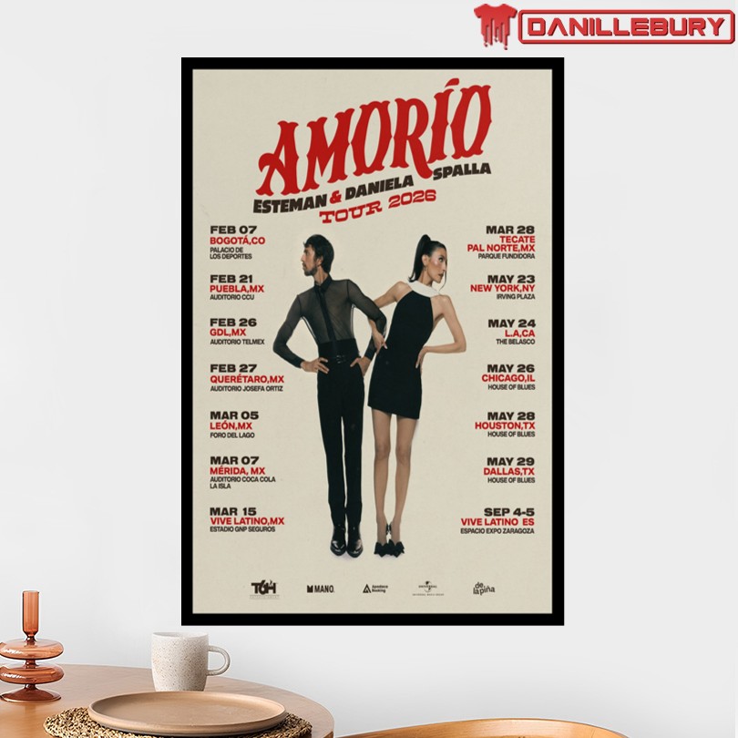Esteman & Daniela Spalla Amorio Tour 2026 Poster - Image 2