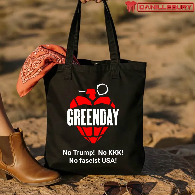 Green Day No Trump No KKK No Fascist USA T-Shirt - Image 3