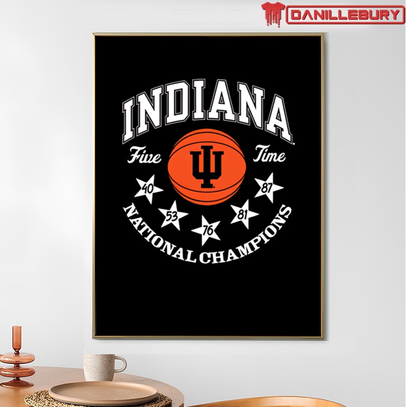 Indiana Hoosiers Red 5 Time National Champions T-Shirt - Image 4