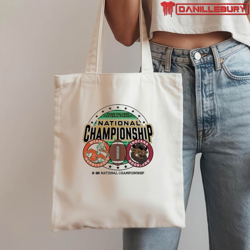 Indiana Hoosiers vs Miami Hurricanes 2026 CFP National Championship Head To Head Mascot T-Shirt - Image 3