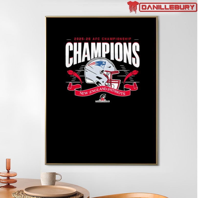 New England Patriots AFC Championship Champions 2025 26 big helmet center shirt - Image 4